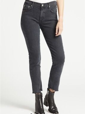 AGOLDE High-Rise Slim Straight Jeans in Washed Black
